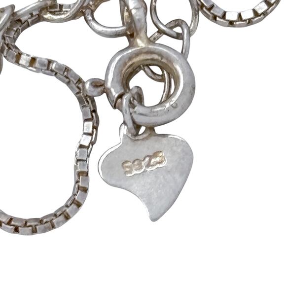 Estate Sterling Silver 925 Heart Bead Box Chain Anklet 8.5"-9.5" - Picture 4 of 6